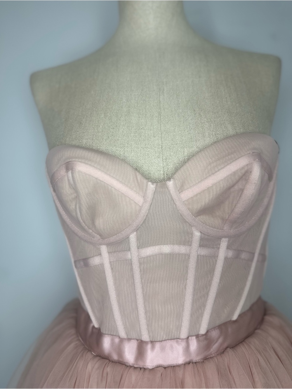 House of CB Darling French Rose Tulle Midi Dress, a strapless size small - Picture 5 of 15